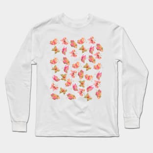 Butterfly Pattern - Light Red Coloured Long Sleeve T-Shirt